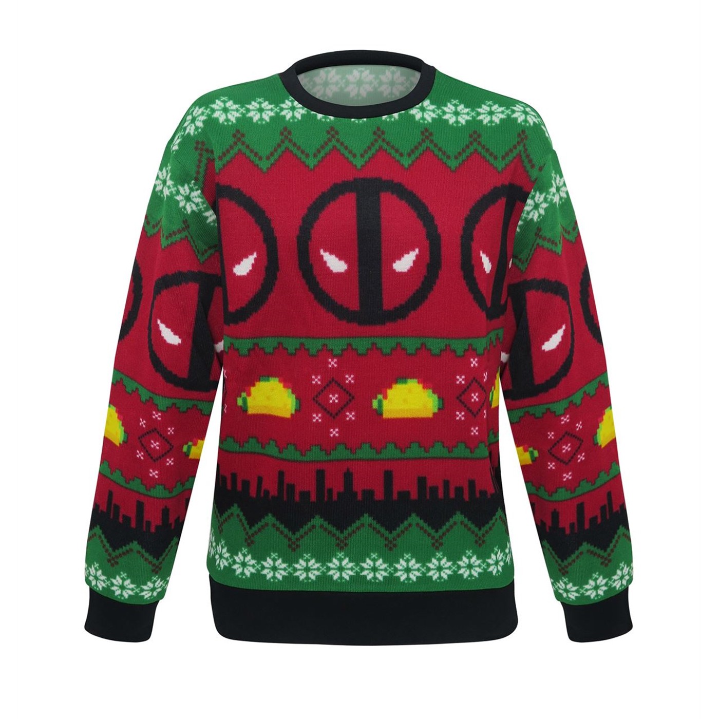 Deadpool Tacos Ugly Men's Christmas Sweater, Red