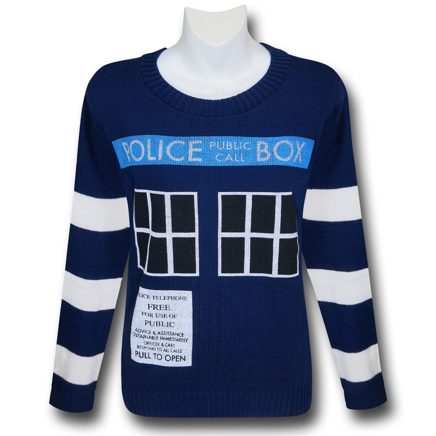 Doctor Who Women's Boyfriend Tardis Sweater, Blue