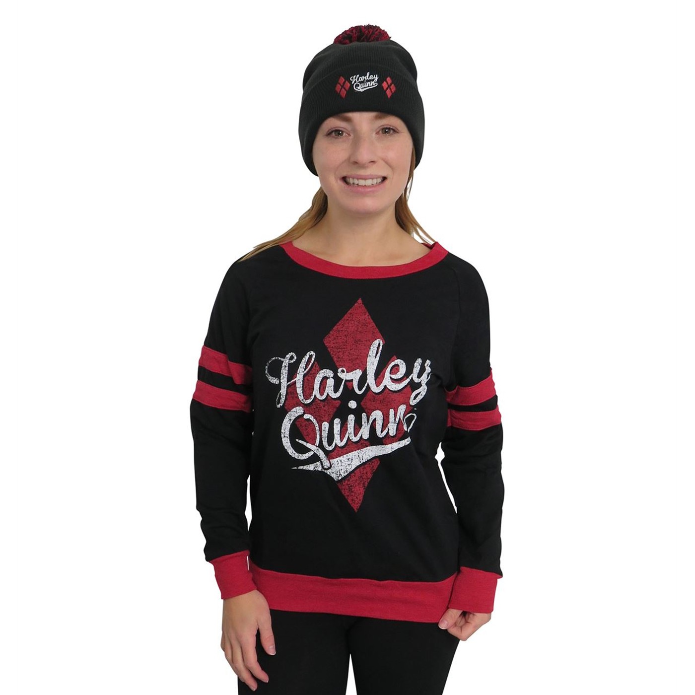 Harley Quinn Athletic Women's Sweater with Beanie, Black