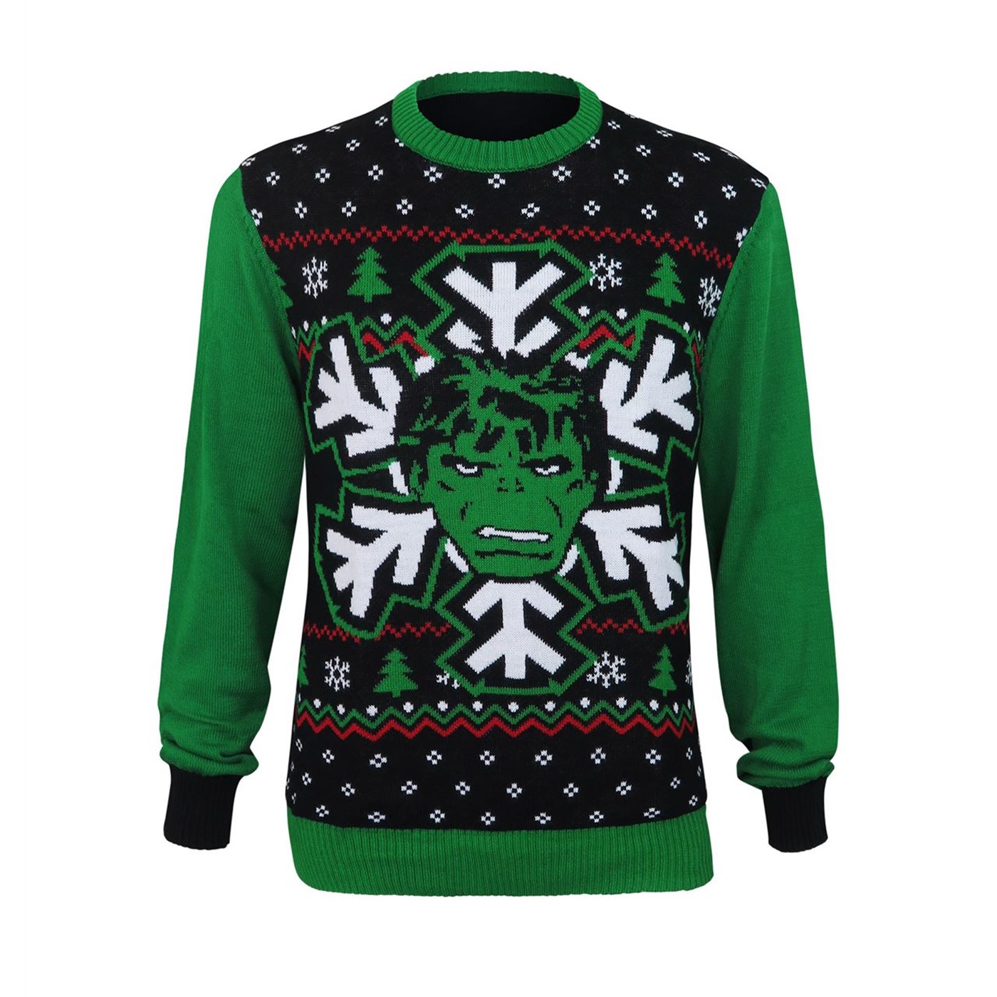 Hulk Snowflake Angry Face Ugly Christmas Sweater, Green