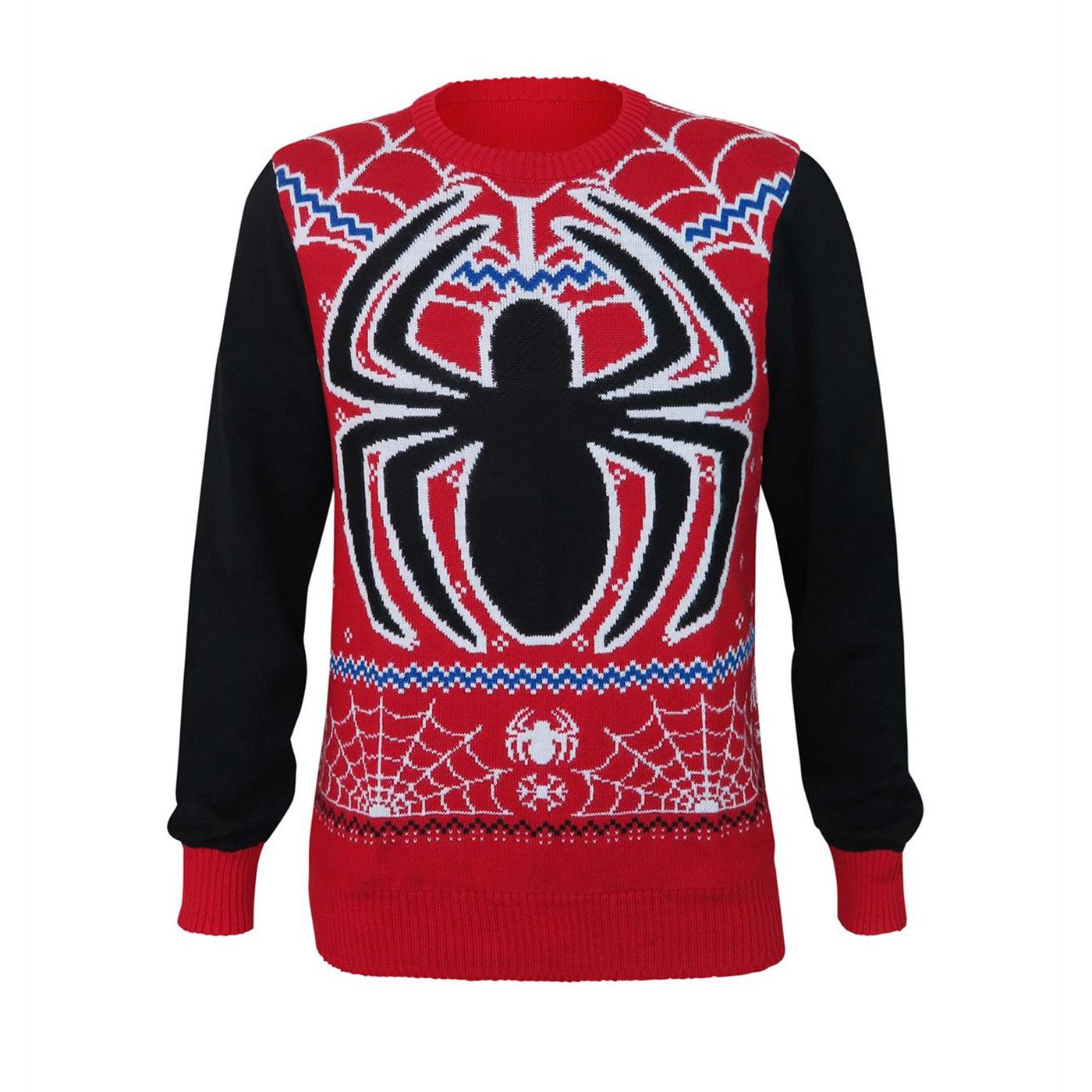 Spiderman Snowflakes Men's Ugly Christmas Sweater, Red