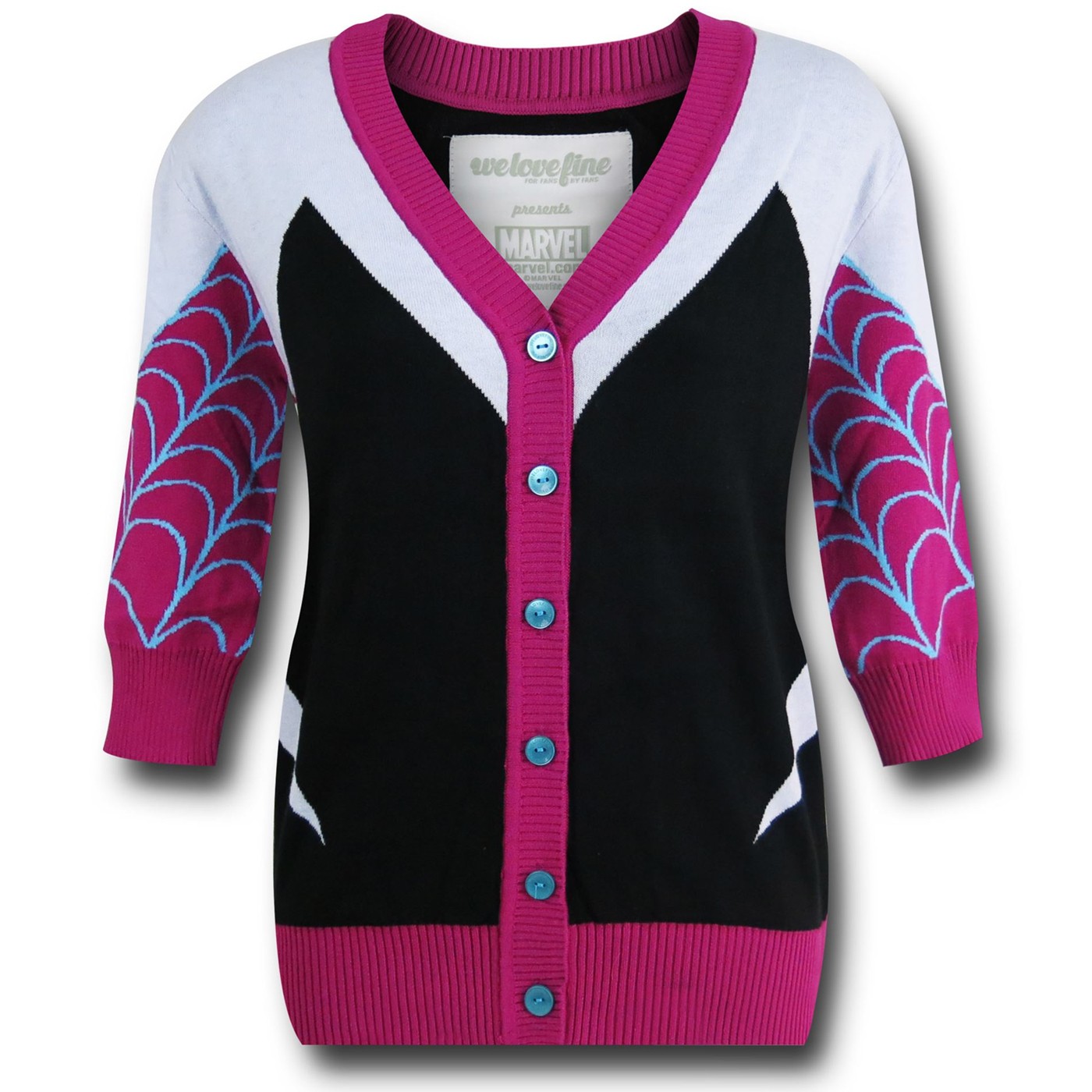 Spider Gwen 3/4 Sleeve Women's Cardigan, Black