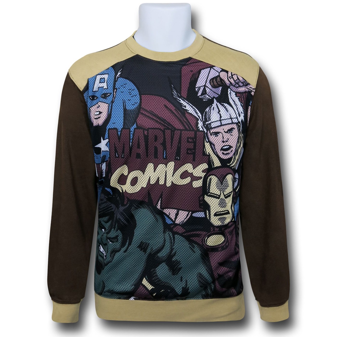 Marvel Crowd Control Crew Neck Sweatshirt, Brown