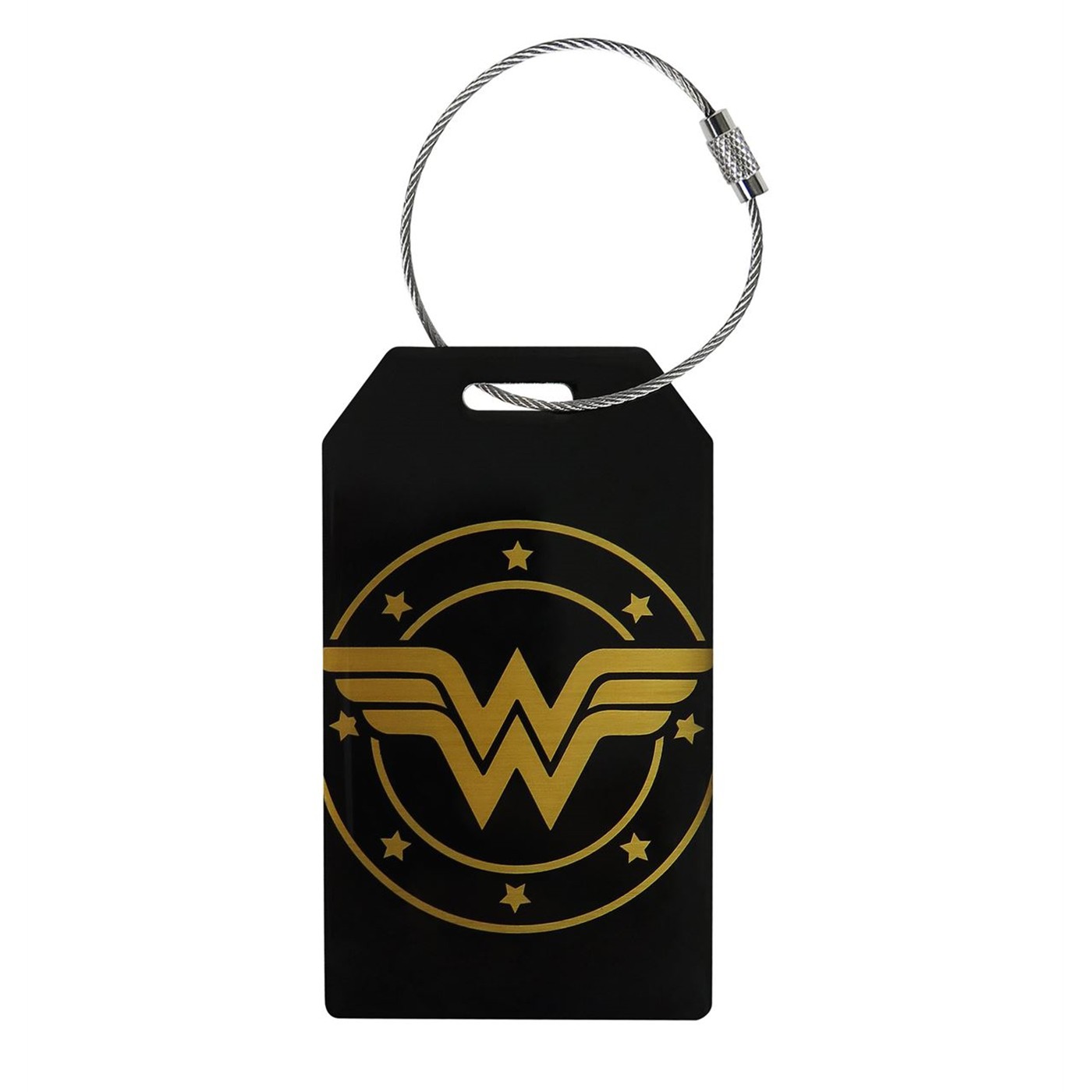 Wonder Woman Symbol Metal Bag Tag, Black
