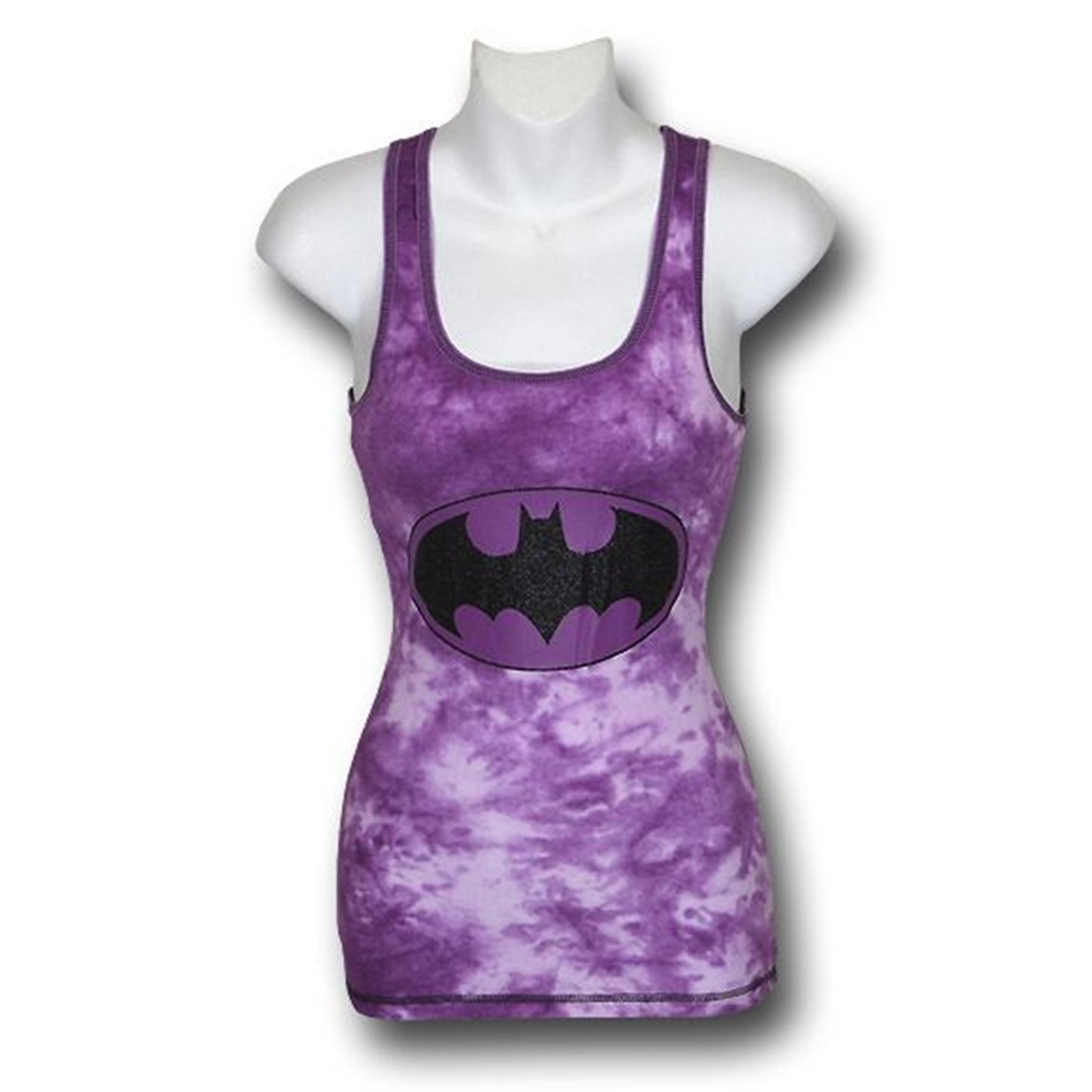 Batgirl Jr Womens Symbol Tie-Dye Tank Top, Purple