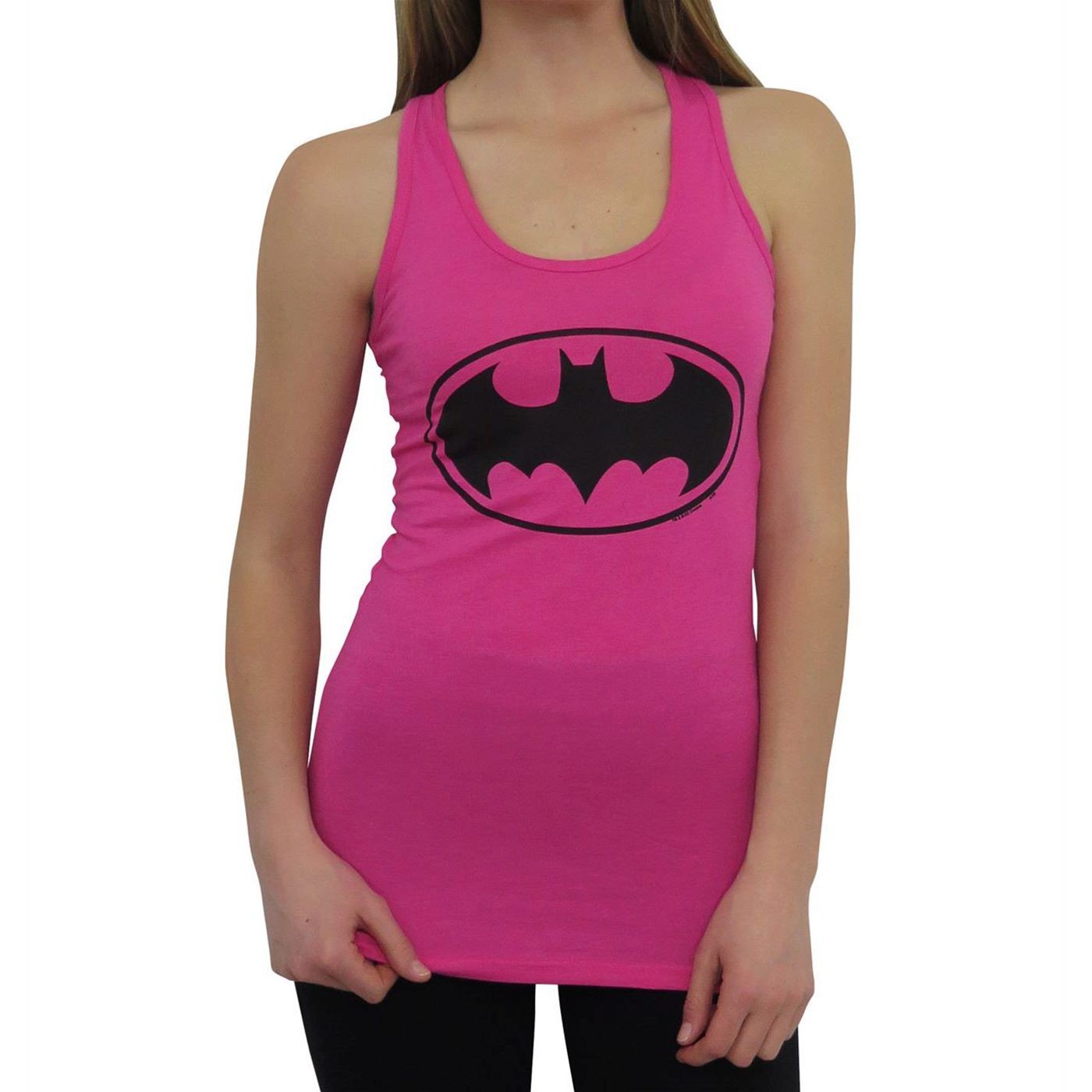 Batgirl Symbol Women's Pink Racer Back Tank Top, Pink