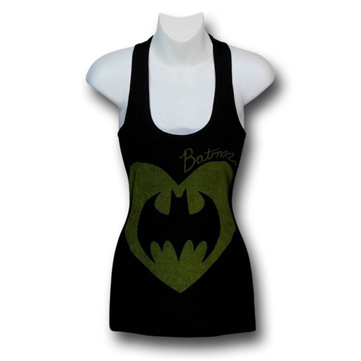 Batman Heart Symbol Women's Flared Tank Top, Black