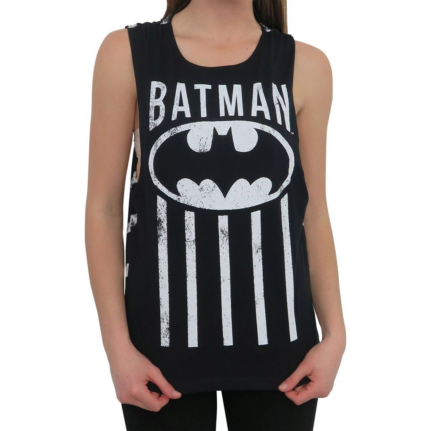 Batman Women's Open Back Tank Top, Black