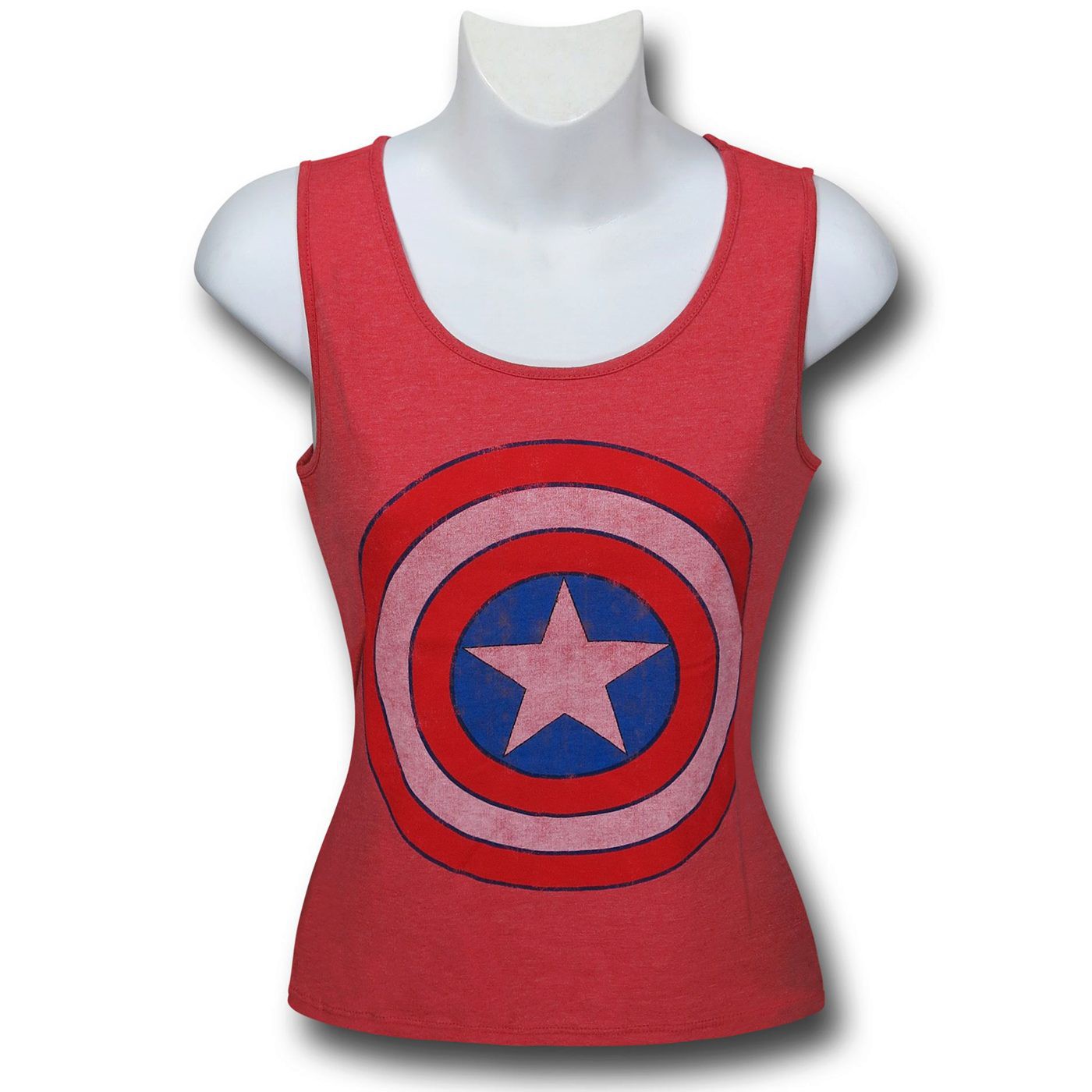 Captain America Shield Women's Red Fitted Tank Top, Red