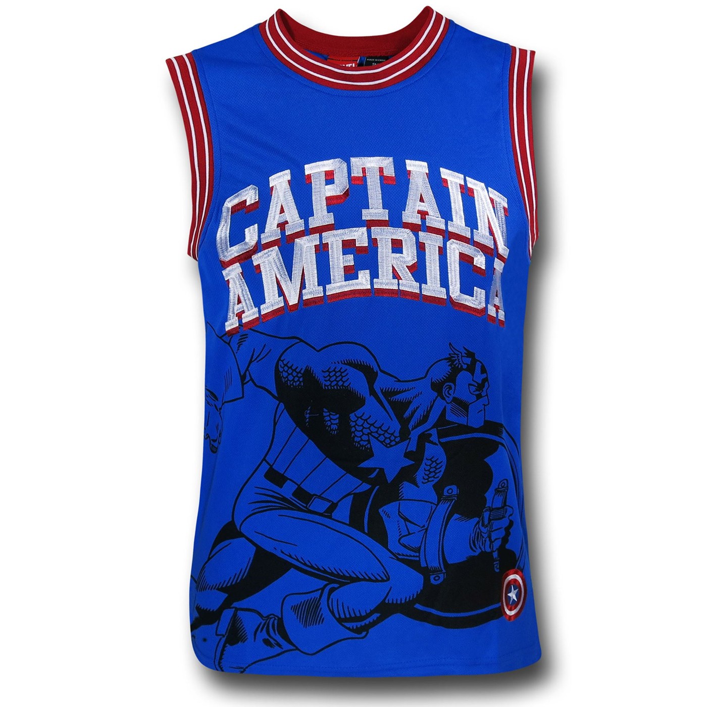 Captain America Embroidered Basketball Jersey, Blue