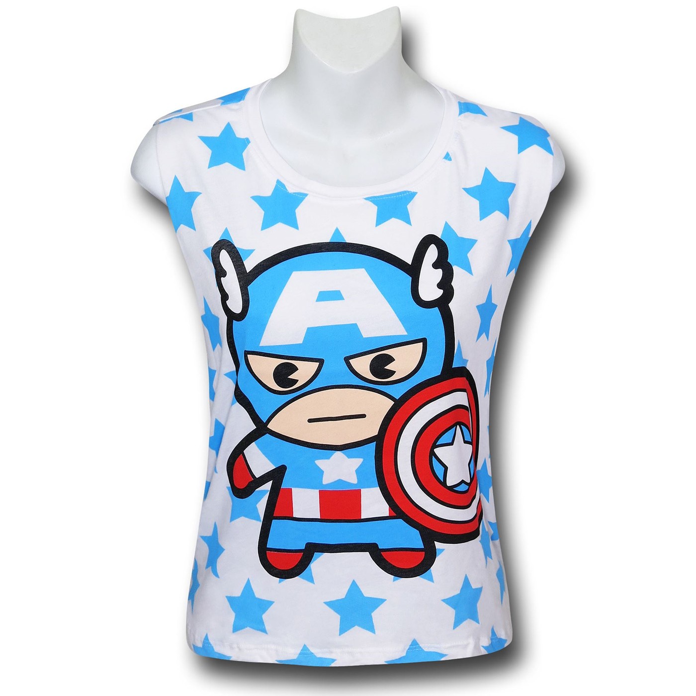 Captain America Kawaii Women's High-Low Tank Top, White