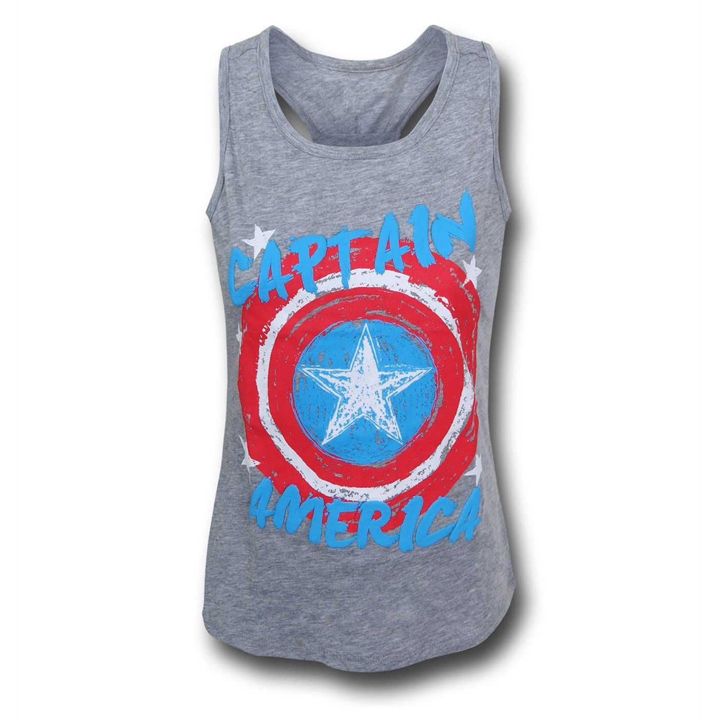 Captain America Shield Girls Youth Tank Top, Grey
