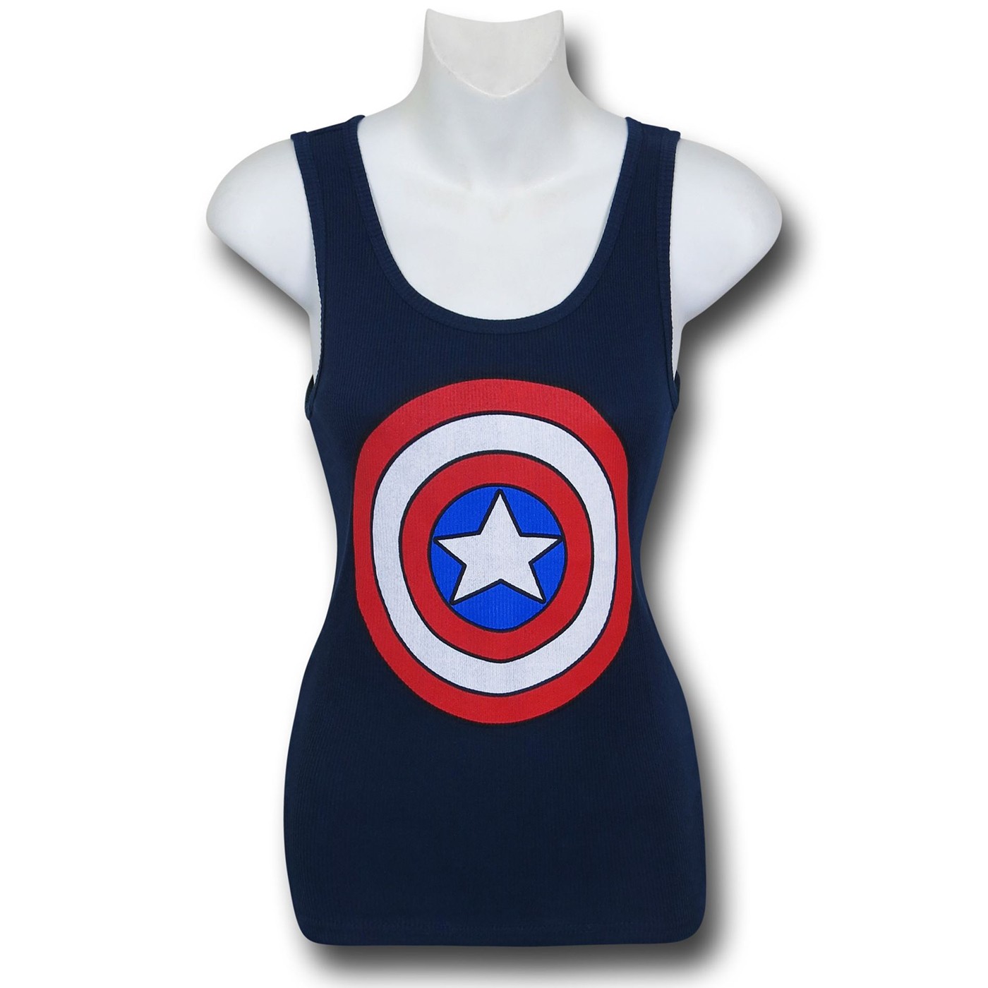Captain America Shield Women's Ribbed Tank Top, Blue