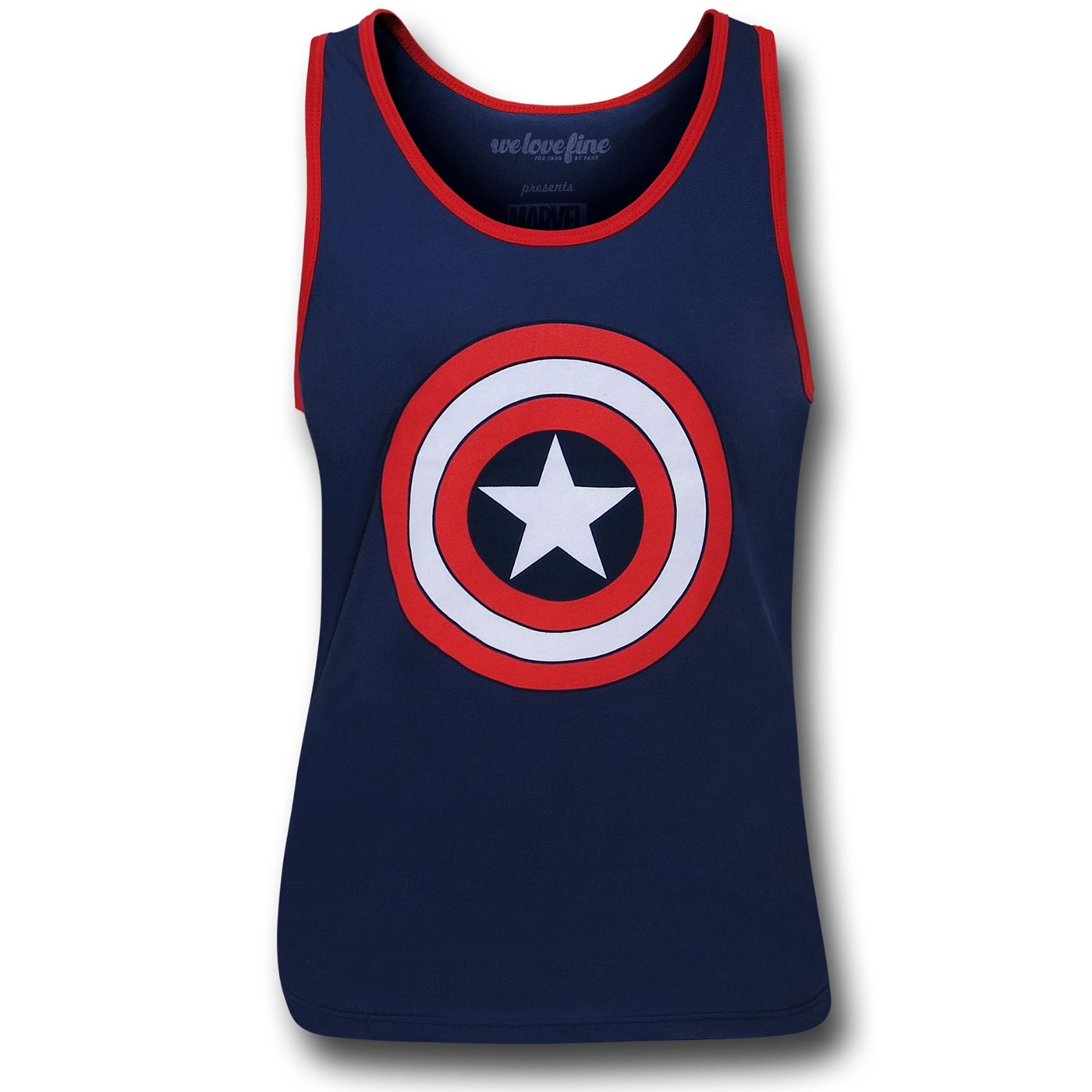 Captain America Shield Ringer Tank Top, Blue
