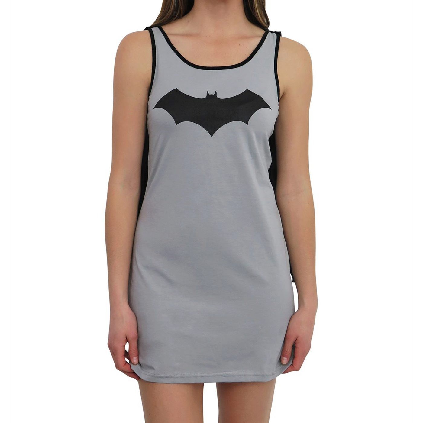 Batgirl Women's Tank Dress with Removable Cape, Grey