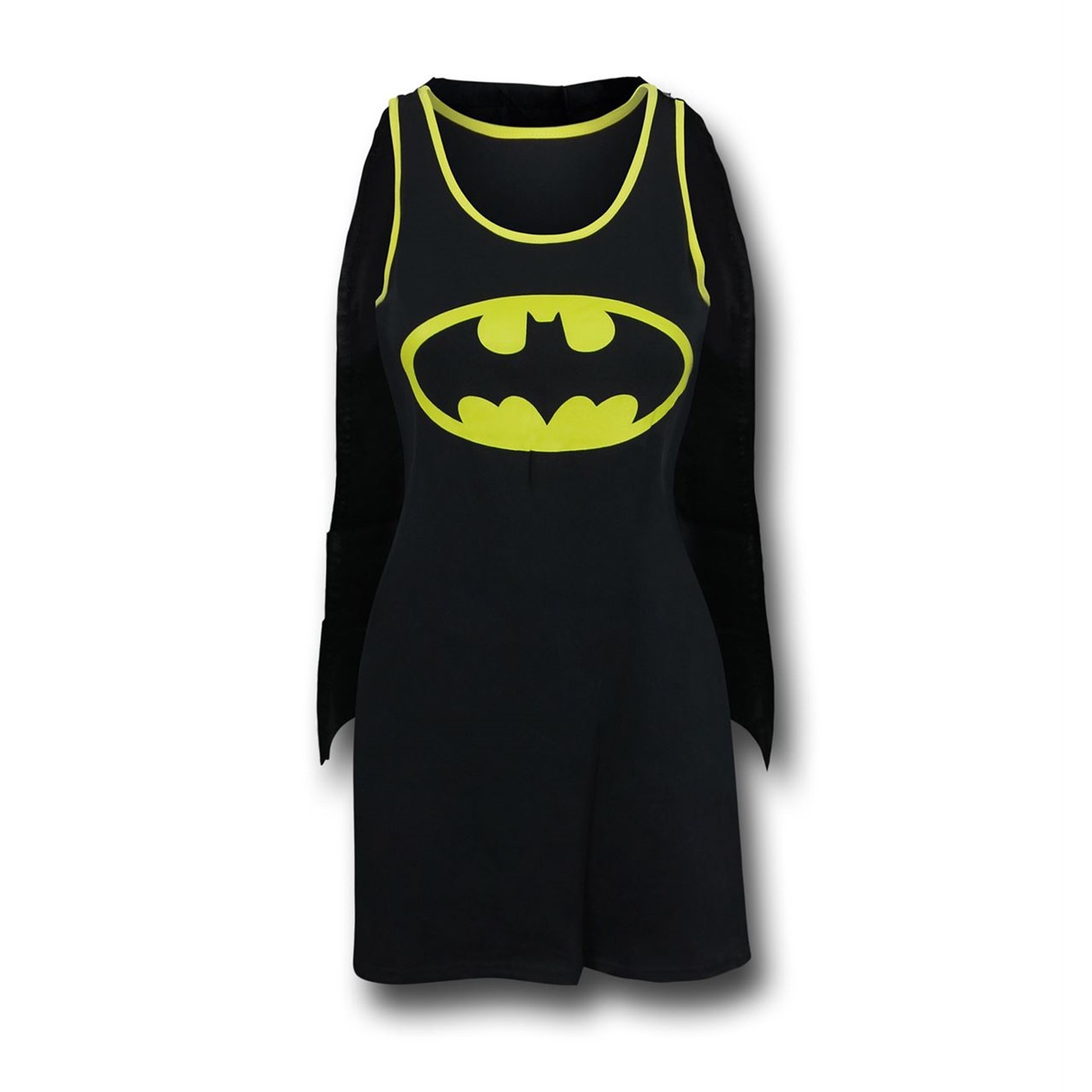 Batman Symbol Women's Tank Dress with Removable Cape, Black