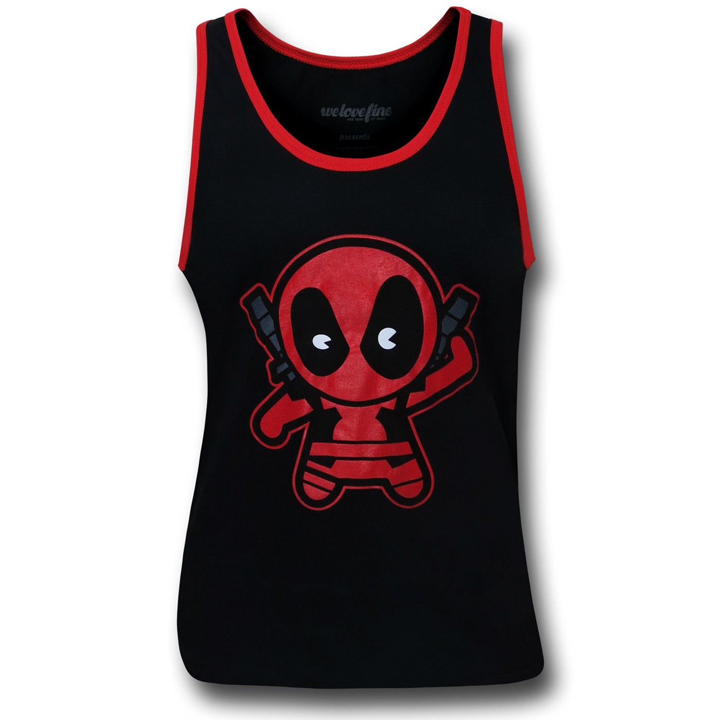 Deadpool Kawaii Ringer Tank Top, Black