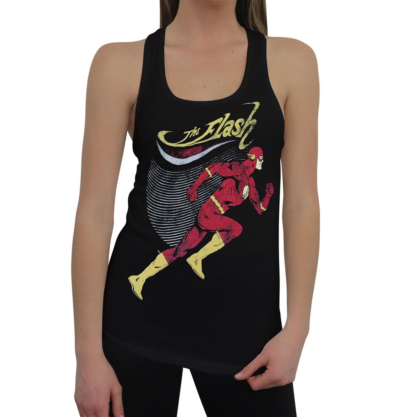 Flash Super Breeze Distressed Women's Racerback Tank Top, Black