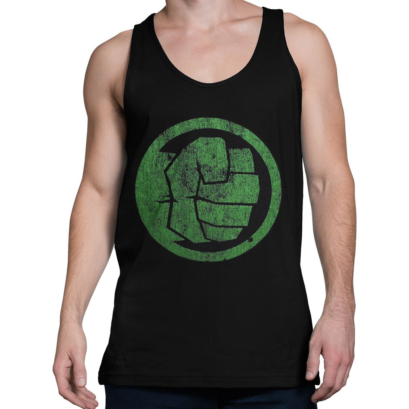 Hulk Fist Bump on Black Men's Tank Top, Black