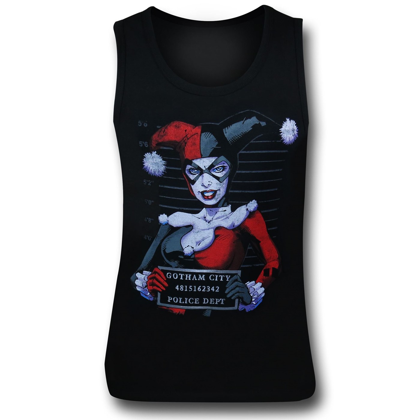Harley Quinn Mugshot Tank Top, Black
