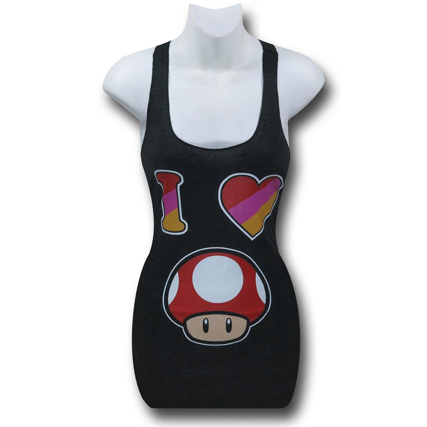 Nintendo Heart Mushroom Women's Tank Top, Grey