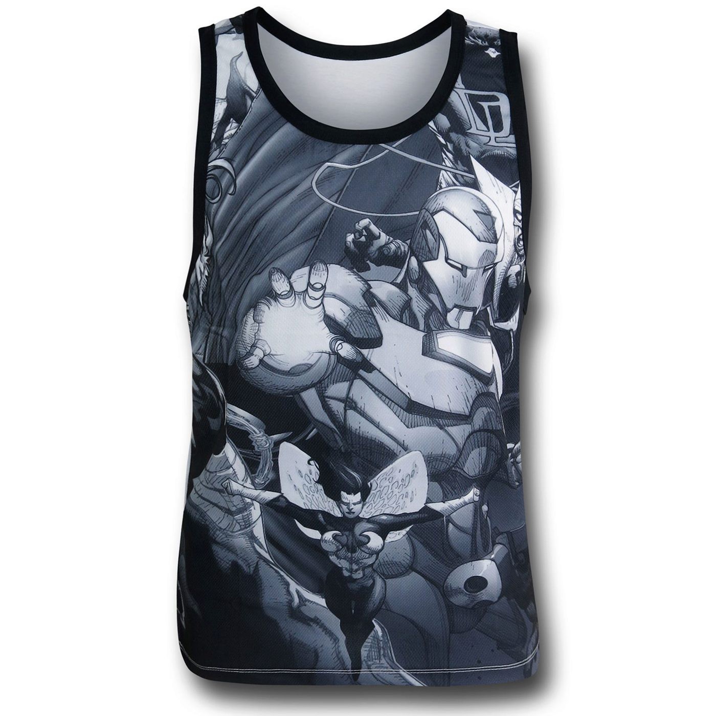 Iron Man Black & White Sublimated Tank Top, White