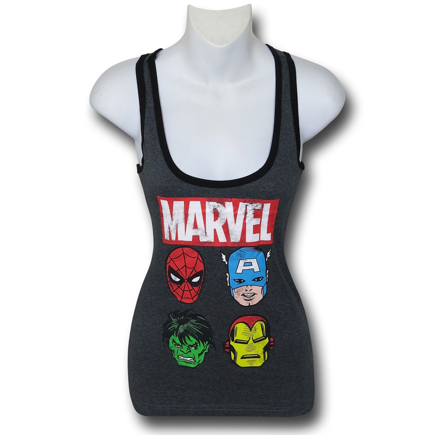 Marvel Heroes Grey & Black Womens Tank Top, Grey