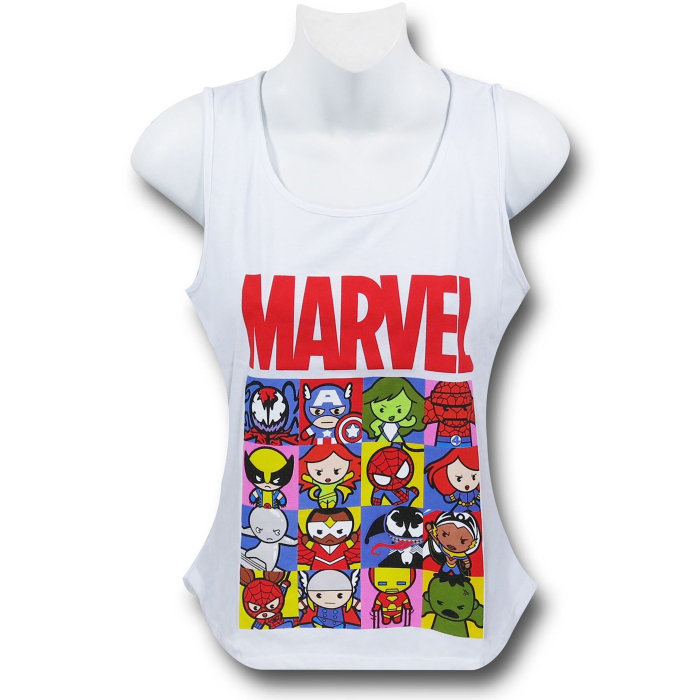 Marvel Kawaii Grid Women's Tank Top, White