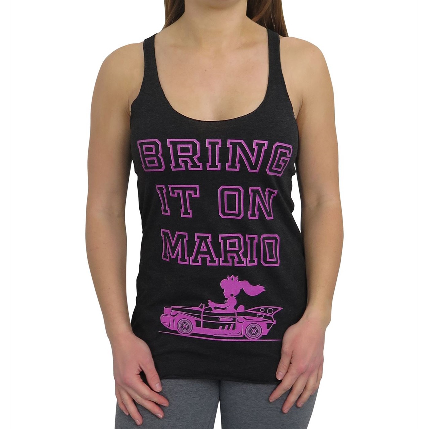Super Mario Bring It On Women's Racerback Tank Top, Grey