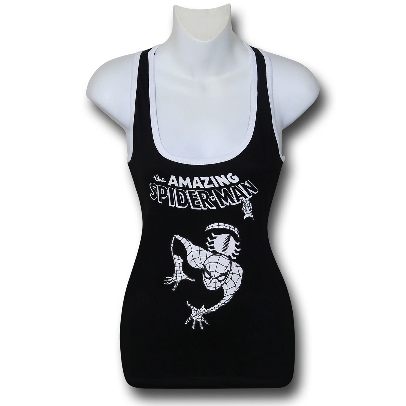 Spiderman Black & White Womens Tank Top, Black