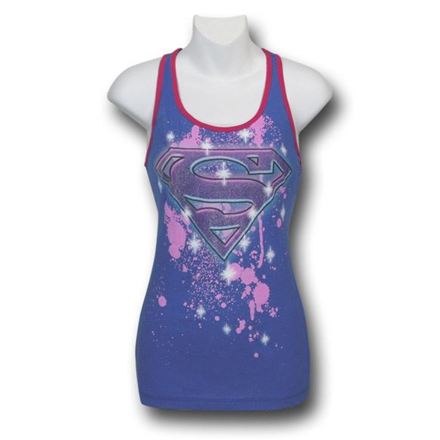 Supergirl Juniors Stars & Sparkles Blue Tank Top, Blue