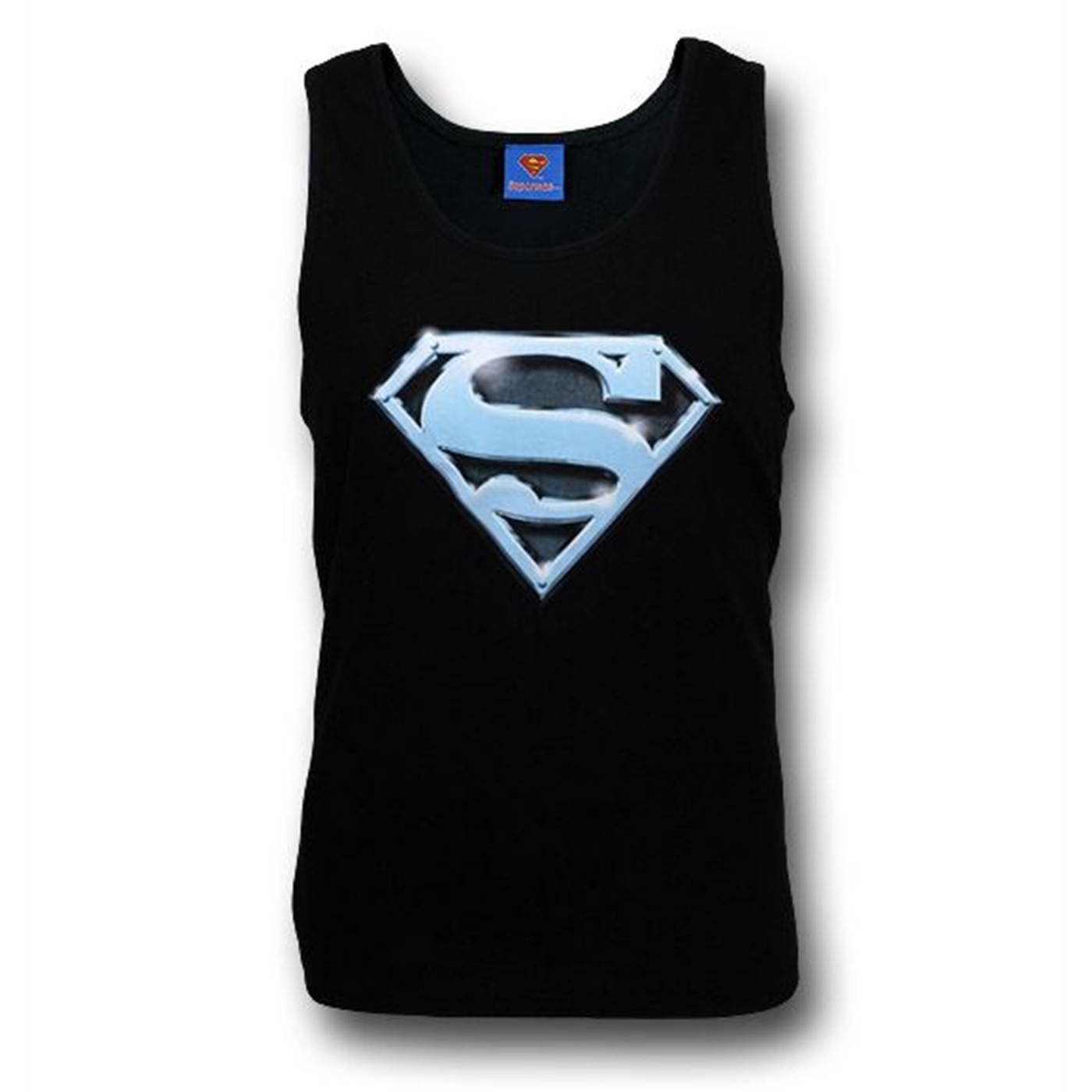 Superman Blue Steel Symbol Black Tank Top, Black