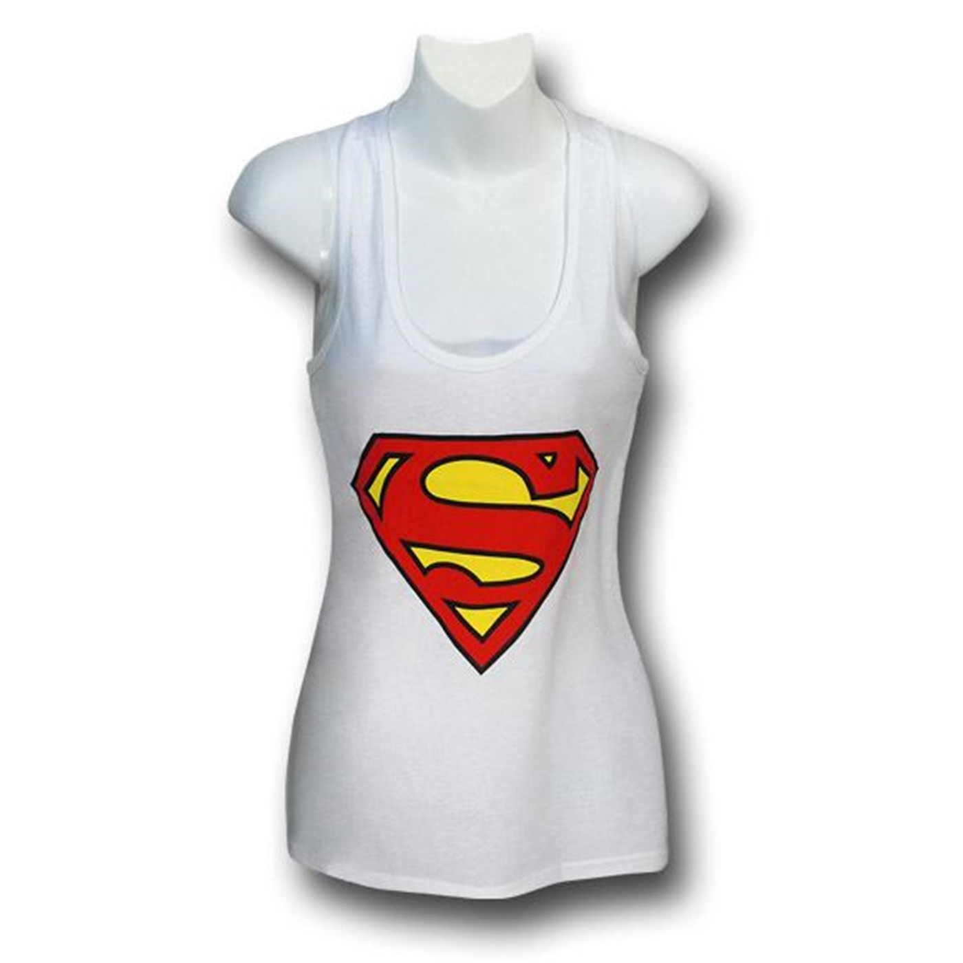 Superman Women's Junior's White Tank Top, White