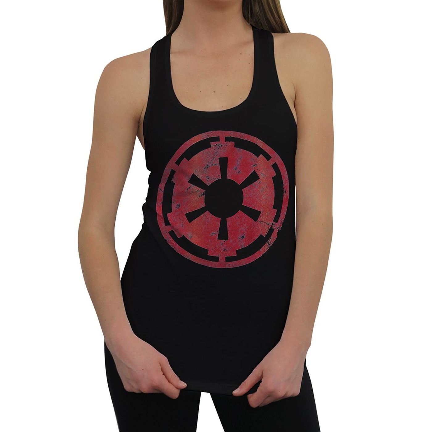 Star Wars Distressed Empire Crest Women's Racerback Tank Top, Black