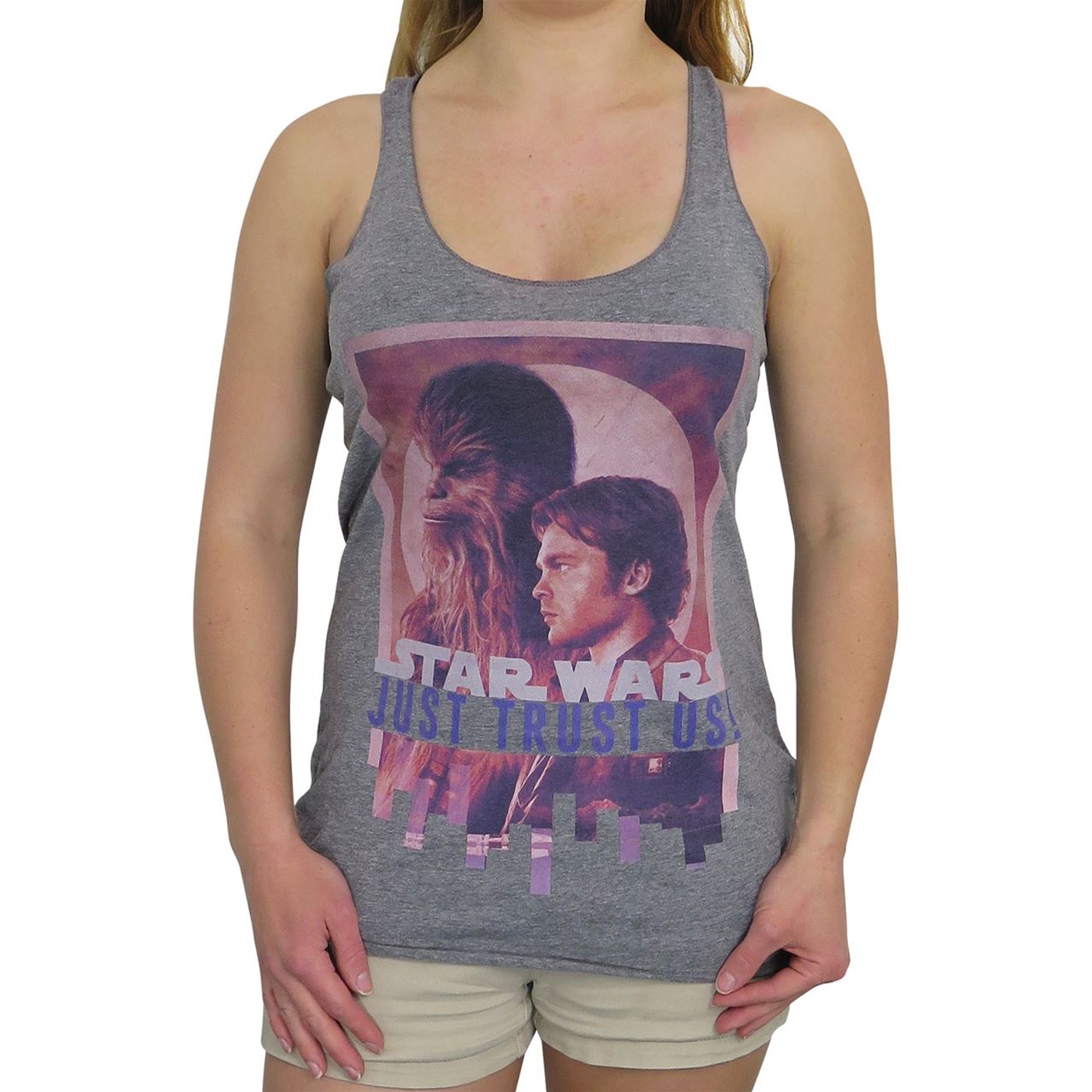 Star Wars Solo Trust Us Women's Racerback Tank Top, Grey