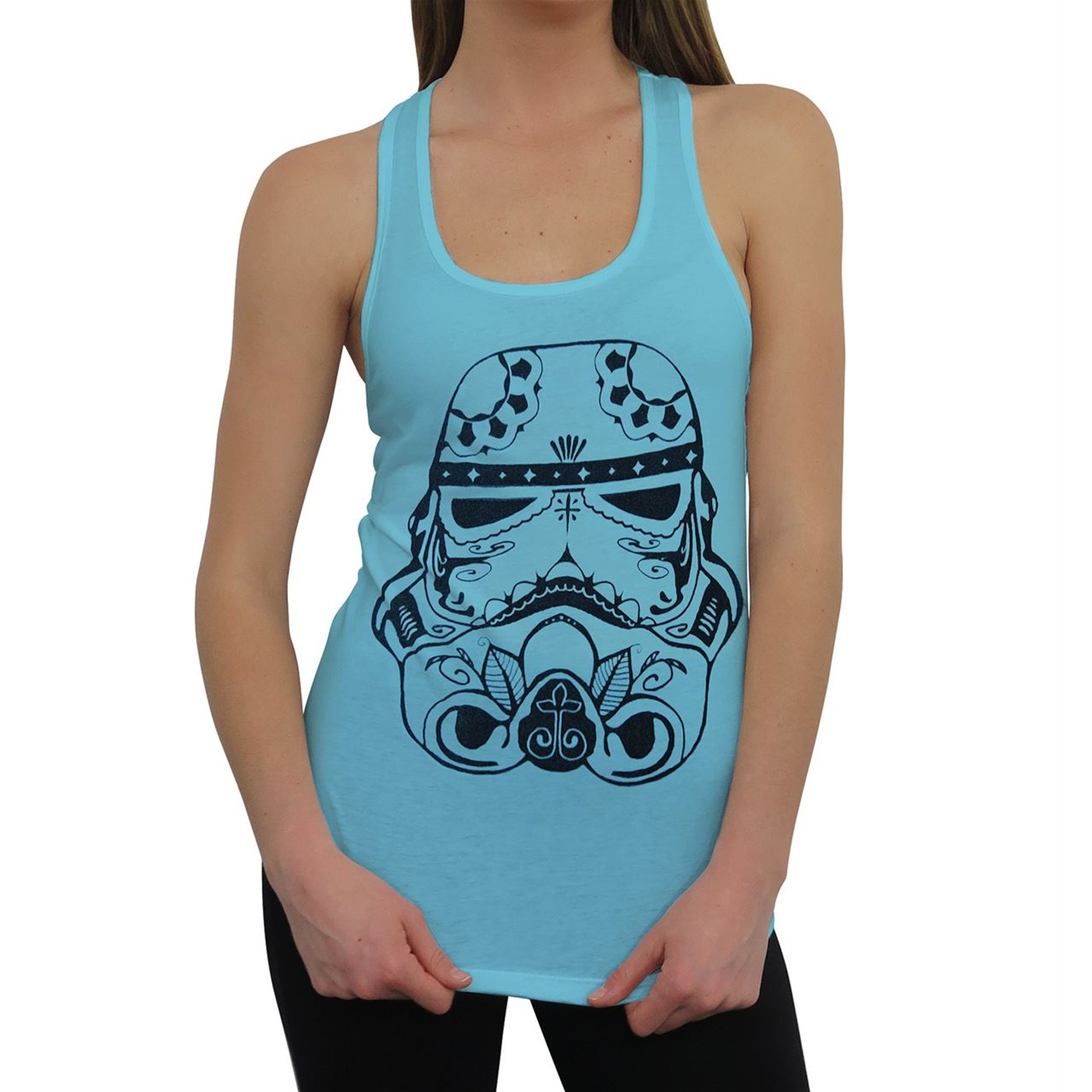 Star Wars Sugar Skull Trooper Women's Racerback Tank Top, Blue