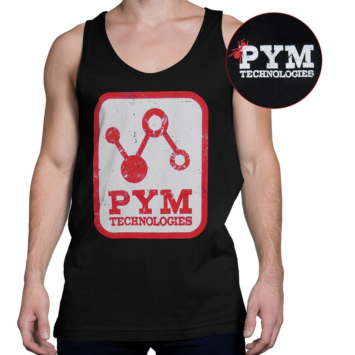 Pym Tech Distressed Logo Men's Tank Top, Black