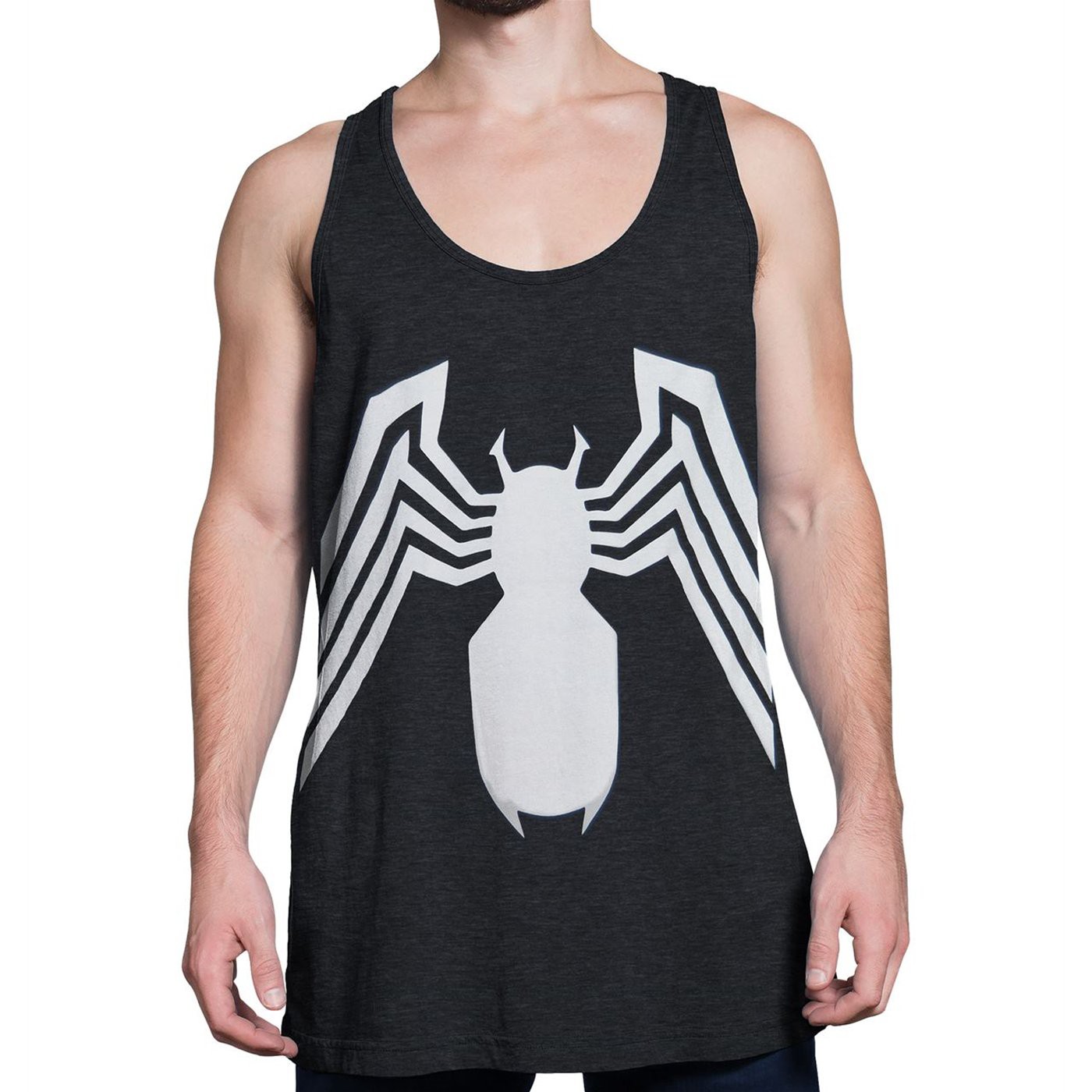 Venom Symbol Heather Charcoal Tank Top, Grey