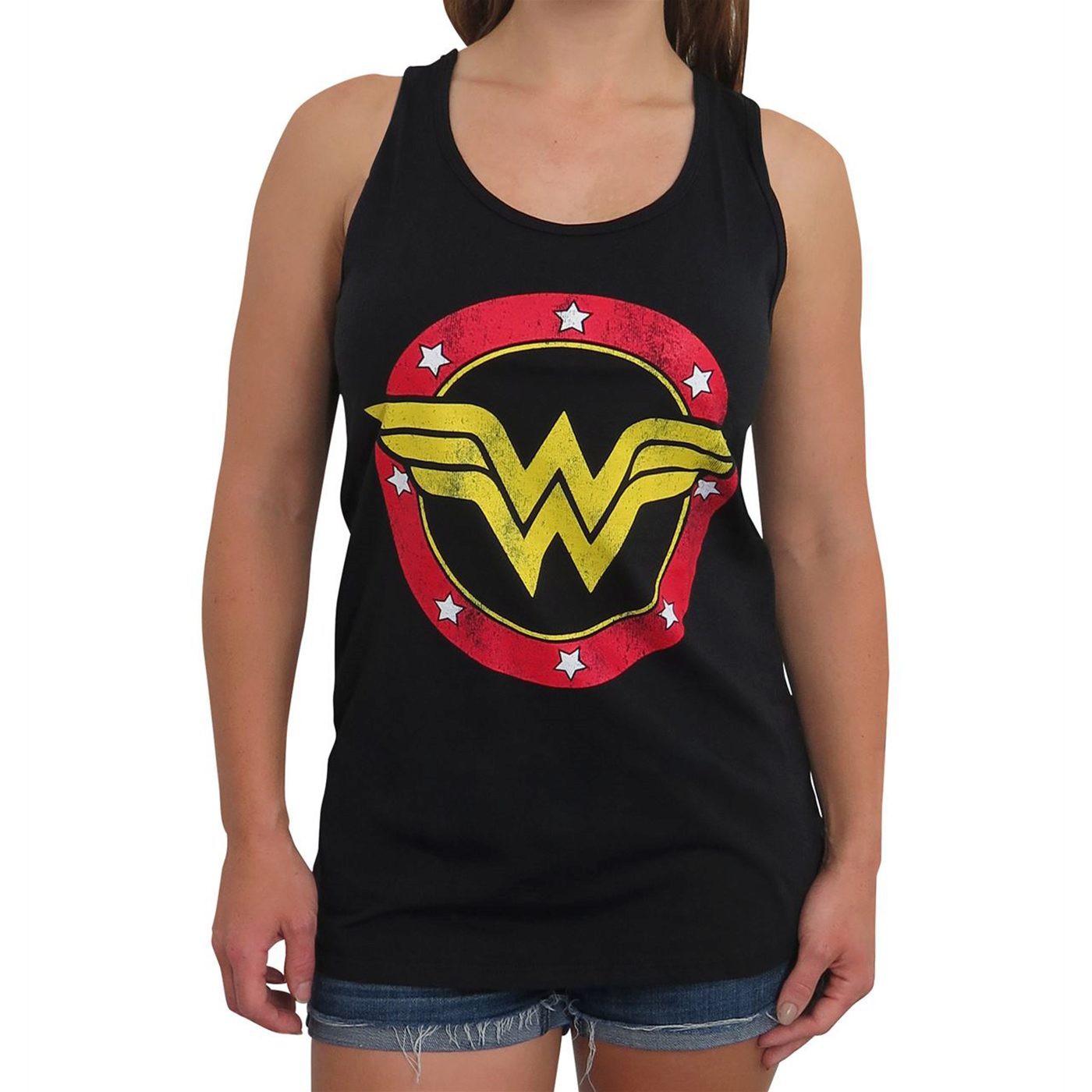 Wonder Woman Logo Women's Black Racerback Tank Top, Black