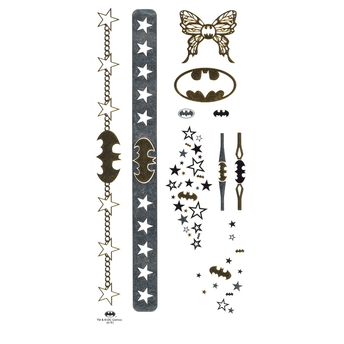 Batgirl Temporary Women's Tattoo Sheet, Yellow