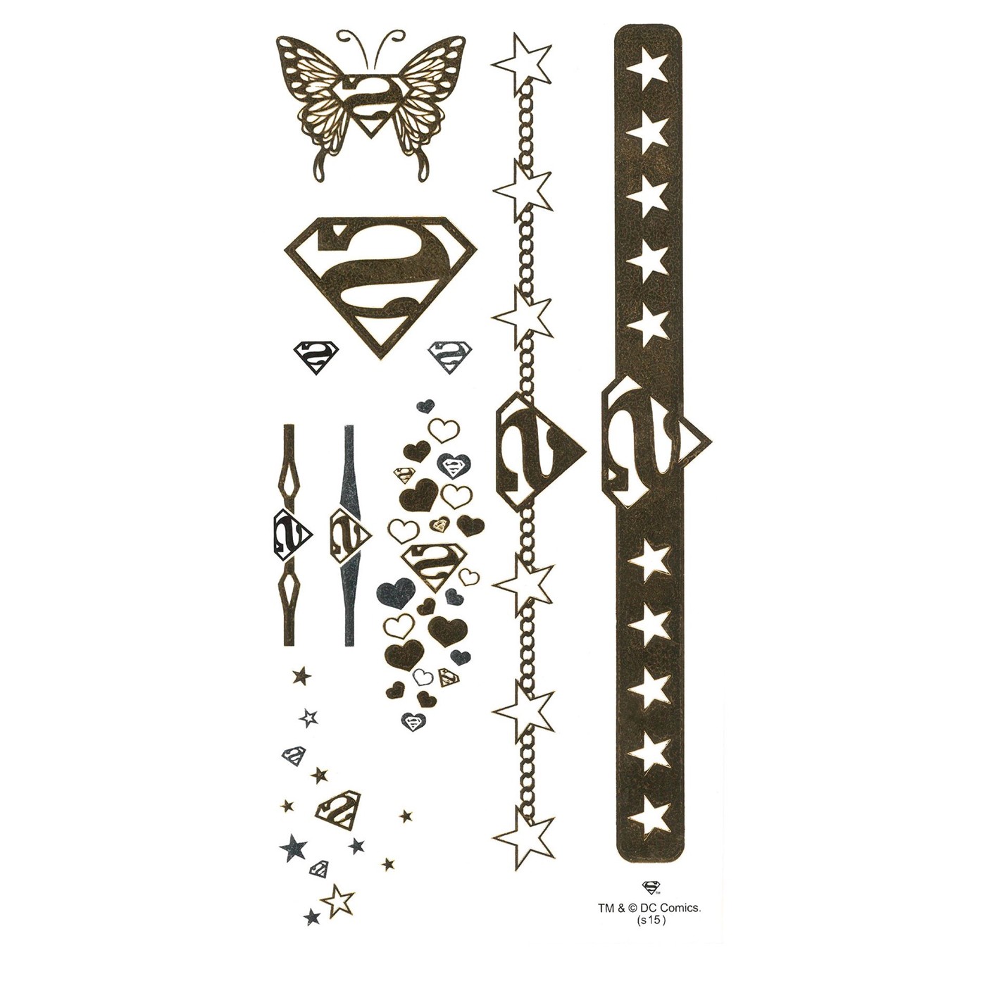 Supergirl Temporary Women's Tattoo Sheet, Yellow
