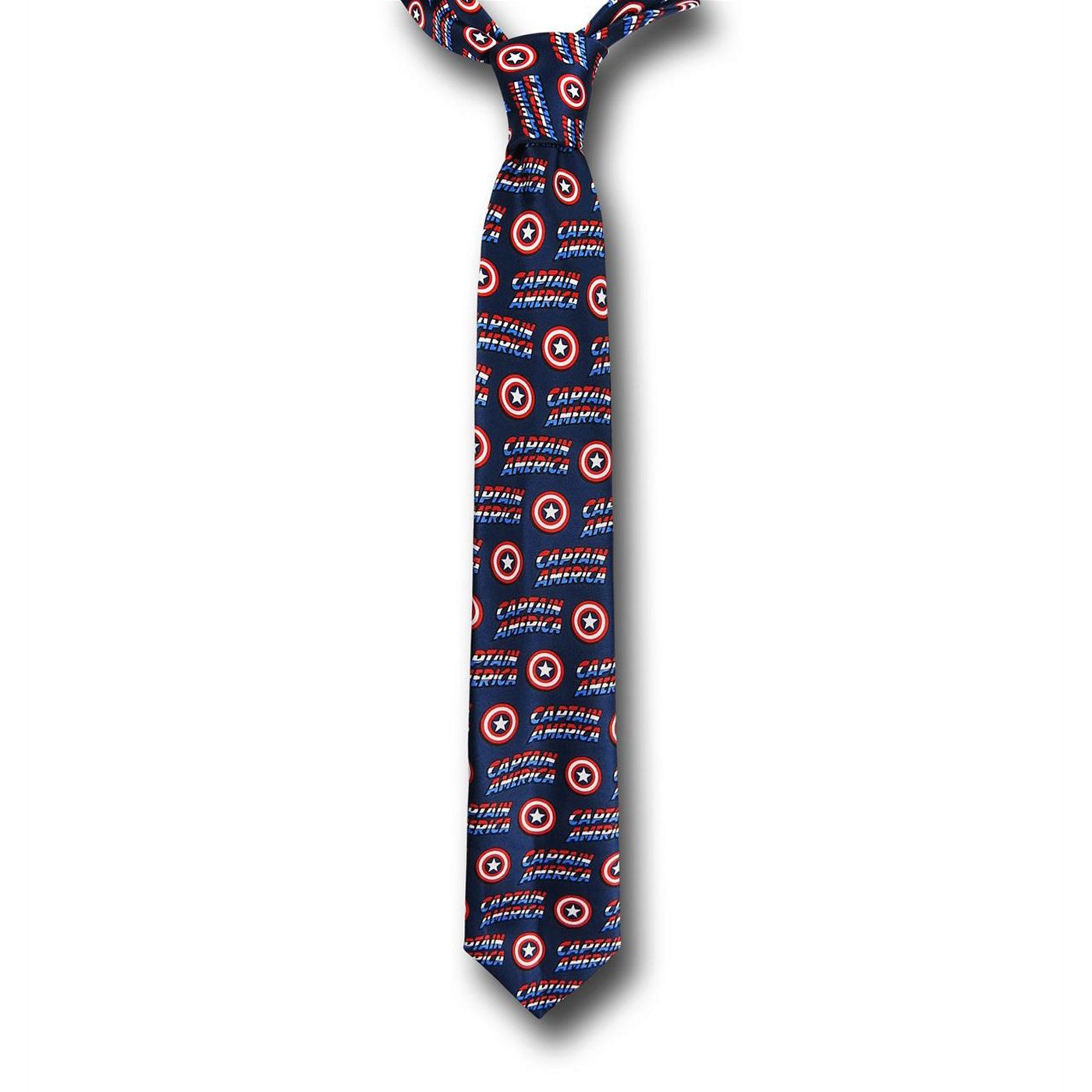 Captain America Shield and Logo Tie, Blue
