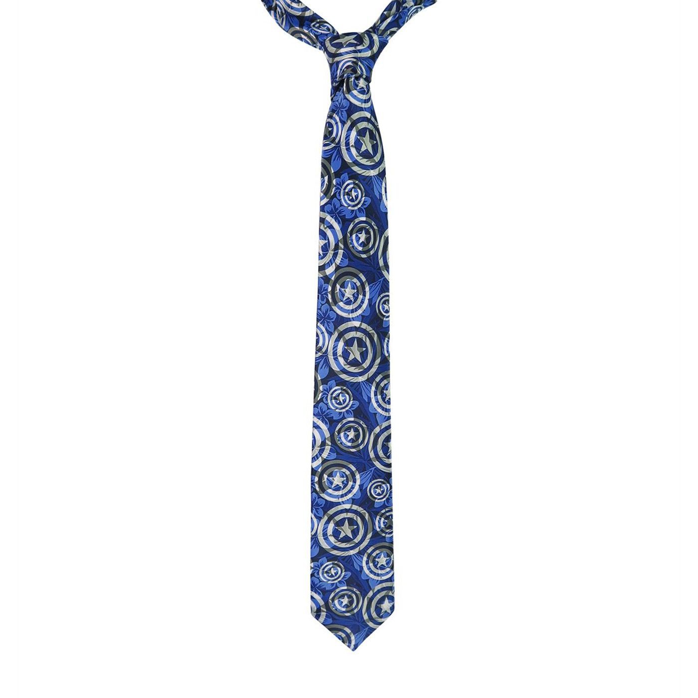 Captain America Abstract Shields Tie, Blue