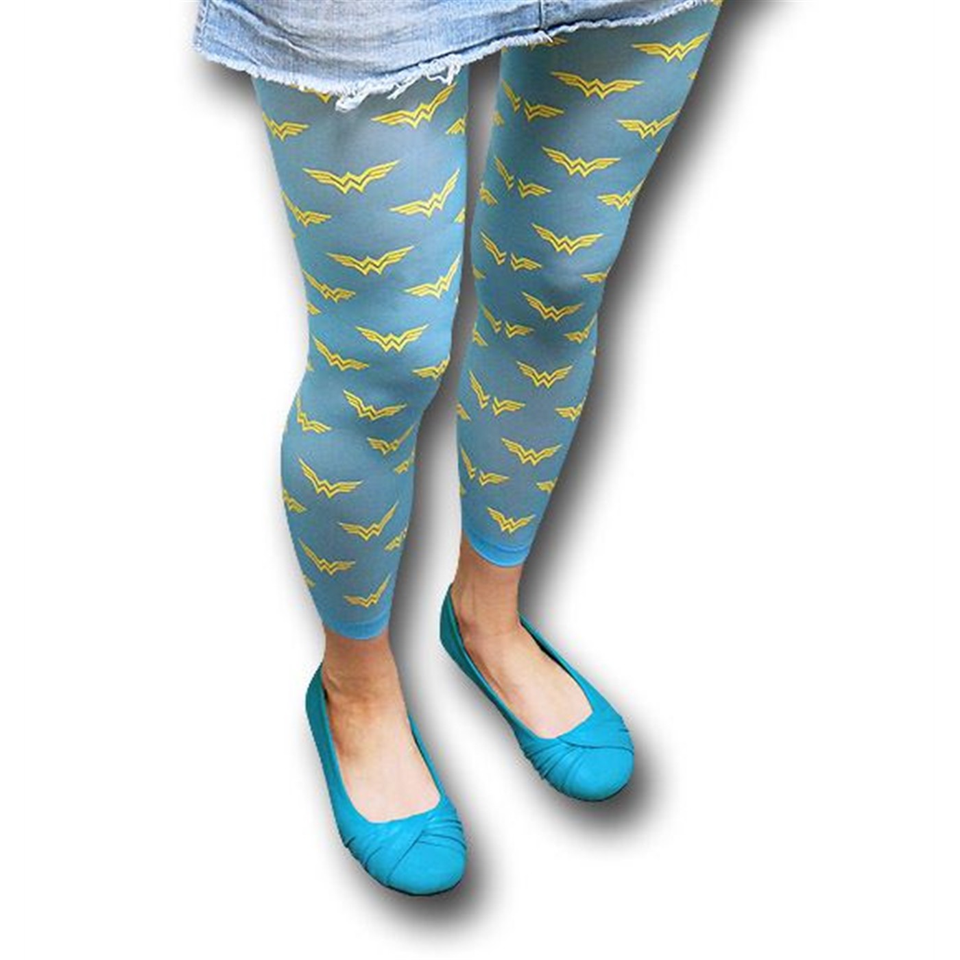 Wonder Woman Symbol All-Over Women's Footless Tights, Blue