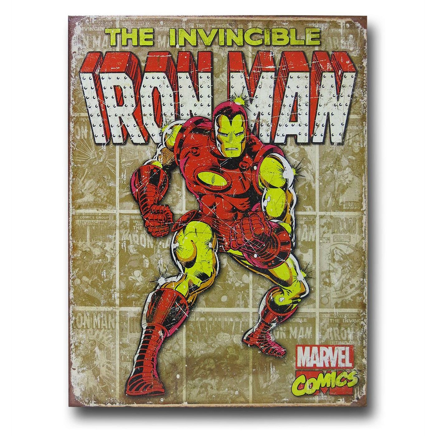 Iron Man Invincible Tin Sign, Brown