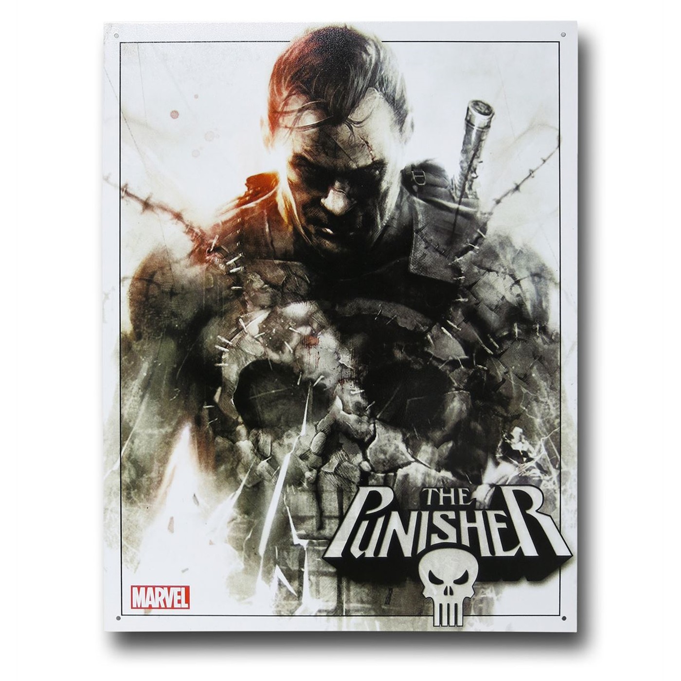 Punisher Splattered Tin Sign, White