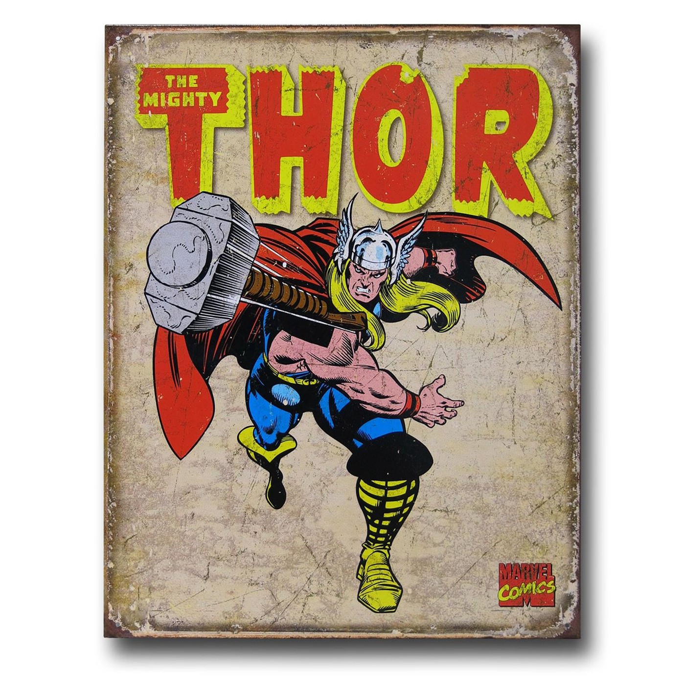 Thor Hammer Throw Tin Sign, Brown