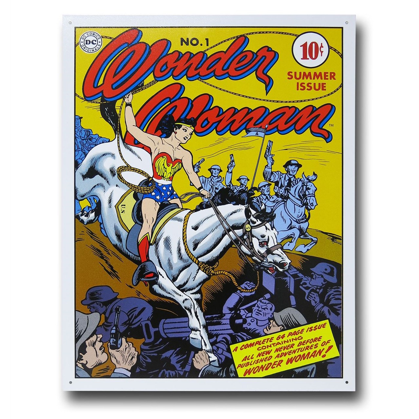 Wonder Woman Classic First Issue Cover Tin Sign, Yellow