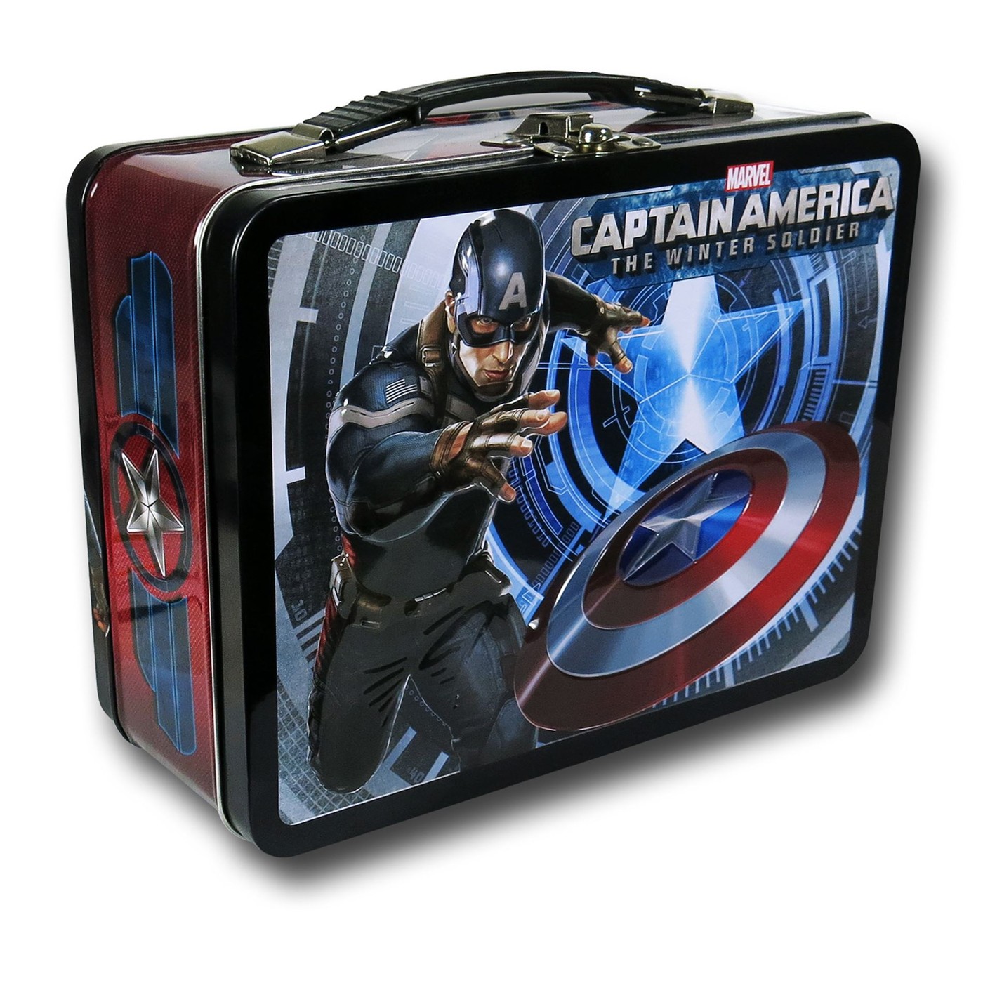 Captain America Winter Soldier Large Tin Lunch Box, Blue