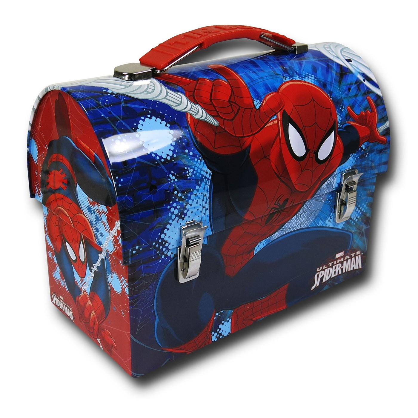 Spiderman Blue Domed Tin Lunchbox, Blue
